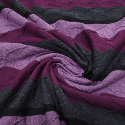 Stoff Jacquard Jersey Streifen flieder beere grau schwarz gestreift gesmogt Kleiderstoff