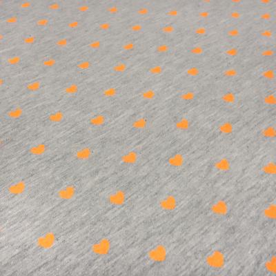 Stoff Baumwolle Jersey Herzen hellgrau melange neon orange Kleiderstoff Kinderstoff