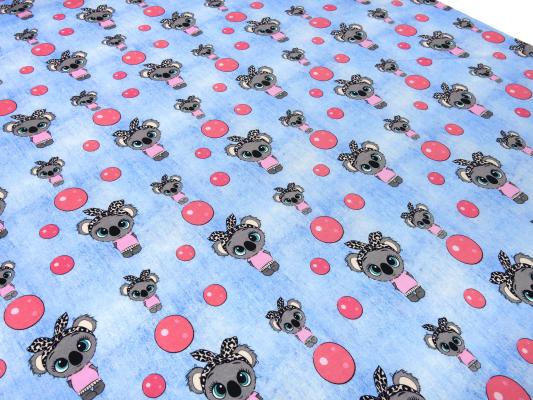 Stoff Baumwolle Jersey mit Mäuse Bubbles Design jeans hellblau grau rosa bunt Kinderstoff Kleiderstoff
