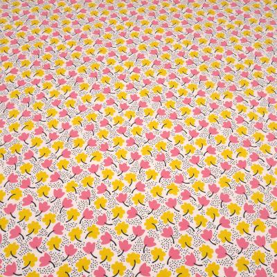 Fabric modal jersey with floral pattern design pale pink pink yellow black dress fabric children's fabric