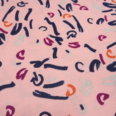 Fabric modal jersey with abstract graphic design pink blue fuchsia dress fabric children's fabric