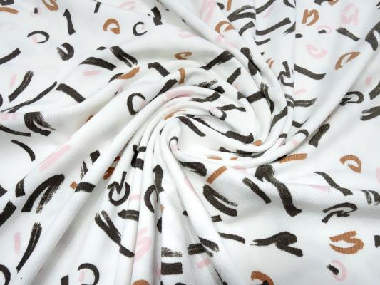 Stoff Modal Jersey Tupfen Abstrakt Geometrische Muster Design weiss rosa braun schwarz Kleiderstoff Kinderstoff