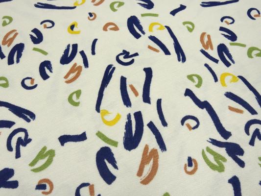 Stoff Modal Jersey Tupfen Abstrakt Geometrische Muster Design sand blau grün gelb braun Kleiderstoff Kinderstoff