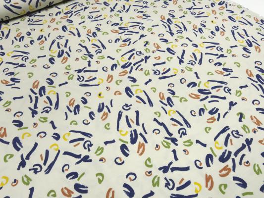 Stoff Modal Jersey Tupfen Abstrakt Geometrische Muster Design sand blau grün gelb braun Kleiderstoff Kinderstoff