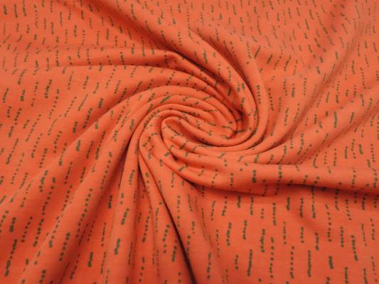 Cotton French Terry sweatshirt fabric with "Funky Stripes" stripe design orange khaki green children's fabric dress fabric
