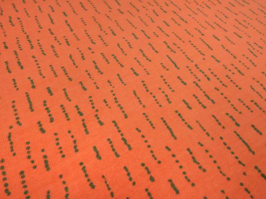 Cotton French Terry sweatshirt fabric with "Funky Stripes" stripe design orange khaki green children's fabric dress fabric
