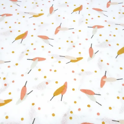 Stoff 100% Baumwolle Popeline Blätter Punkte Pünktchen Design weiß rot orange curry gelb grün bunt Kleiderstoff Kinderstoff Dekostoff