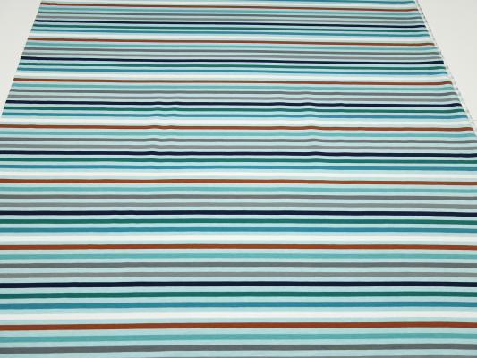 Stoff Baumwolle Jersey mit 5 mm Streifen Design grün türkis blau braun grau weiß bunt gestreift Kleiderstoff Kinderstoff