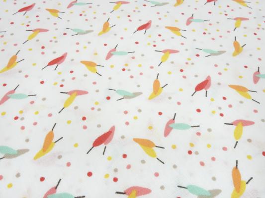 Stoff 100% Baumwolle Popeline mit Blätter Punkte Pünktchen Design weiß rot orange gelb grün bunt Kleiderstoff Kinderstoff Dekostoff