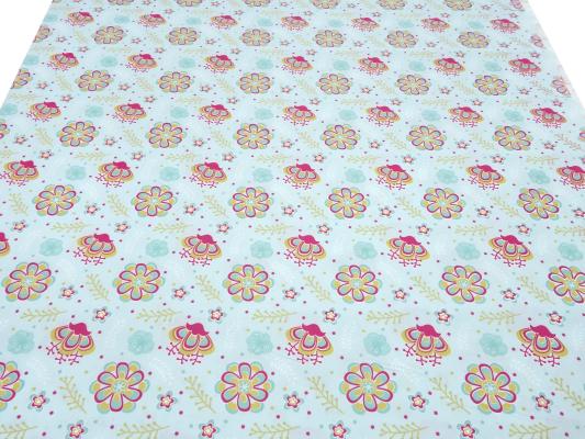 Stoff Baumwolle Popeline mit Blumen Blüten Design türkis mint pink curry weiß Blusenstoff Kleiderstoff Dekostoff