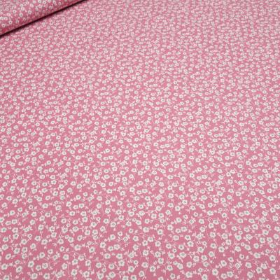 Stoff Baumwolle Popeline mit Streublumen Blumen Ranken Design rosa weiß Blusenstoff Kleiderstoff Dekostoff