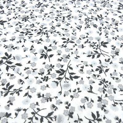 Fabric cotton poplin with scattered flowers flowers tendrils design white black gray blouse fabric dress fabric decorative fabric