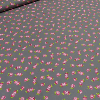 Fabric cotton poplin roses flowers design gray pink white blouse fabric dress fabric decoration fabric