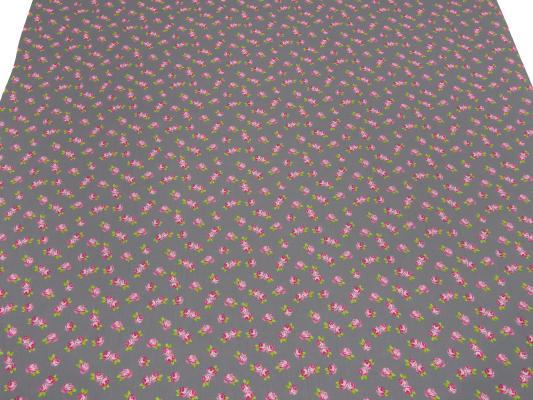 Stoff Baumwolle Popeline Rosen Blumen grau pink rosa weiß Blusenstoff Kleiderstoff Dekostoff​