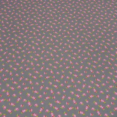 Fabric cotton poplin roses flowers design gray pink white blouse fabric dress fabric decoration fabric