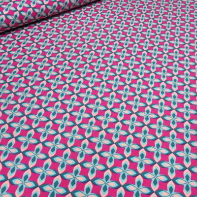Stoff Baumwolle Jersey retro vintage Blumenmuster Design pink petrol mint nude Kinderstoff Kleiderstoff