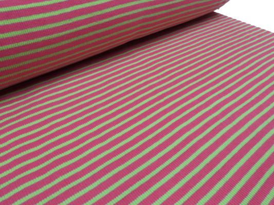 Stoff Baumwolle Bündchen Ringelbündchen gestreift Schlauchware ca.38/39cm breit - pink / grün