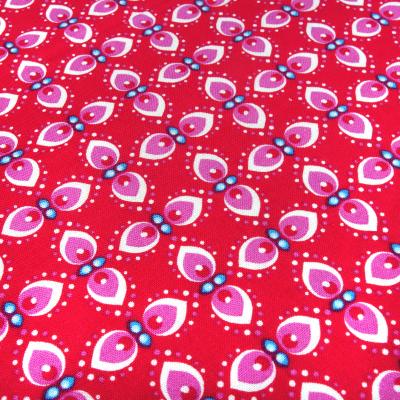Stoff Baumwolle Popeline mit retro Blumenmuster Design rot rosa weiß blau Kleiderstoff Kinderstoff Dekostoff
