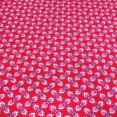 Stoff Baumwolle Popeline mit retro Blumenmuster Design rot rosa weiß blau Kleiderstoff Kinderstoff Dekostoff