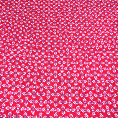 Stoff Baumwolle Popeline mit retro Blumenmuster Design rot rosa weiß blau Kleiderstoff Kinderstoff Dekostoff