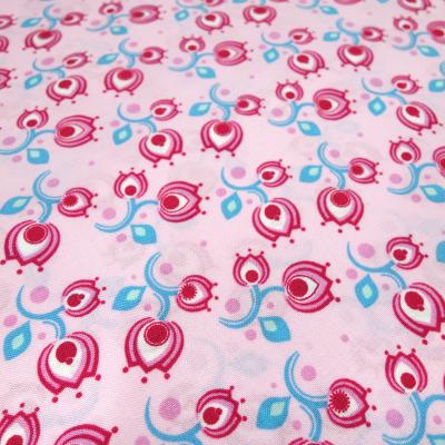 Stoff Baumwolle Popeline Tante Ema Tulpen Blumenmuster Design rosa pink türkis weiß Kleiderstoff Blusenstoff Kinderstoff Dekostoff