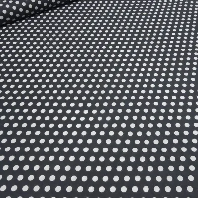 Stoff 100% Baumwolle Popeline mit 9 mm Punkte Pünktchen Design schwarz weiß Kleiderstoff Blusenstoff Dekostoff