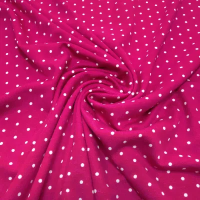 Stoff Viskose Jersey mit 2 mm Punkte Pünktchen Design pink weiß Kleiderstoff Kinderstoff