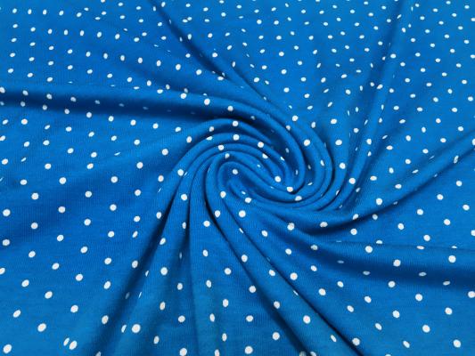 Fabric viscose jersey with 2 mm dots dots design blue-turquoise white dress fabric children's fabric