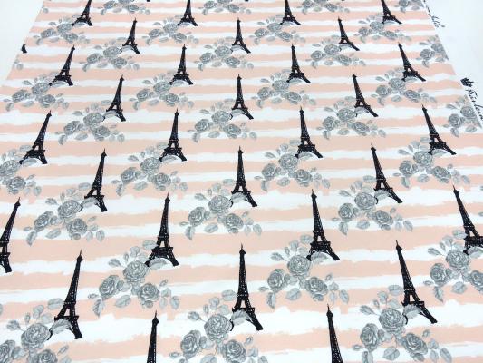 Stoff Baumwolle French Terry Sweatshirtstoff Eiffelturm Rosen Streifen Design lachs weiß grau schwarz Kleiderstoff Kinderstoff