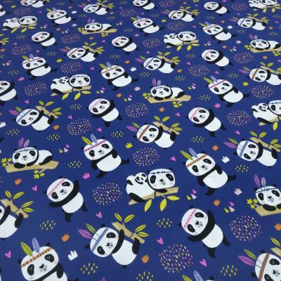 Fabric cotton jersey panda bear design blue white black colorful children's fabric dress fabric