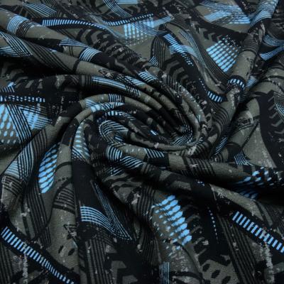 Fabric cotton french terry sweatshirt fabric abstract graphic pattern gray black blue dress fabric children's fabric