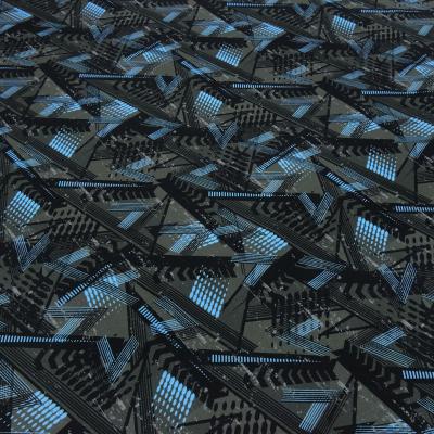 Fabric cotton french terry sweatshirt fabric abstract graphic pattern gray black blue dress fabric children's fabric
