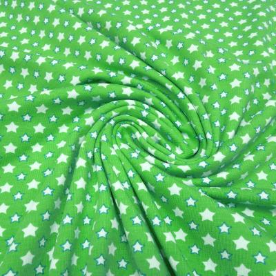 Stoff Baumwolle Jersey mit Sterne Stars Design grün weiß blau Kleiderstoff Kinderstoff