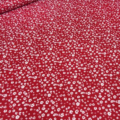 Stoff Baumwolle Popeline Blumen Streublumen Design rot weiß Blusenstoff Kleiderstoff Dekostoff
