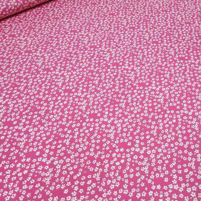 Stoff Baumwolle Popeline Blumen Streublumen Design pink weiß Blusenstoff Kleiderstoff Dekostoff