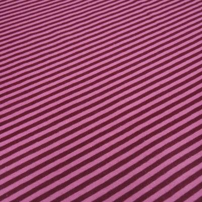 Fabric cotton jersey with 2 mm stripes design pink burgundy striped dress fabric children's fabric