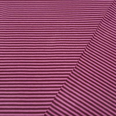 Fabric cotton jersey with 2 mm stripes design pink burgundy striped dress fabric children's fabric