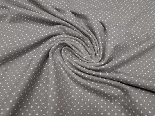 Fabric cotton jersey 2 mm dots design taupé-grey white children's fabric dress fabric