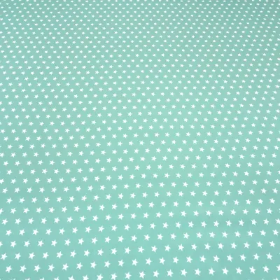 Stoff 100% Baumwolle Popeline mit Sterne Design mint weiß Kleiderstoff Kinderstoff Dekostoff