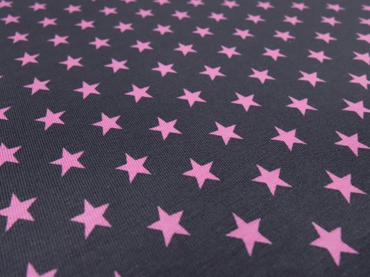 Stoff Baumwolle Jersey mit Sterne Design grau rosa Kinderstoff Kleiderstoff