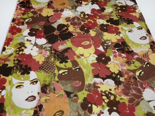 Fabric viscose jersey with flowers abstract design white lilac lavender gray dress fabric - Kopie - Kopie - Kopie - Kopie