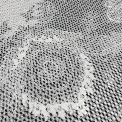 Stoff Stretch Baumwolle Piqué Paisley Design weiß schwarz grau Kleiderstoff