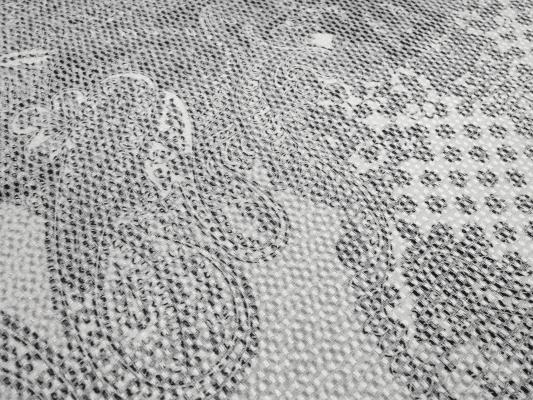 Stoff Stretch Baumwolle Piqué Paisley Design weiß schwarz grau Kleiderstoff