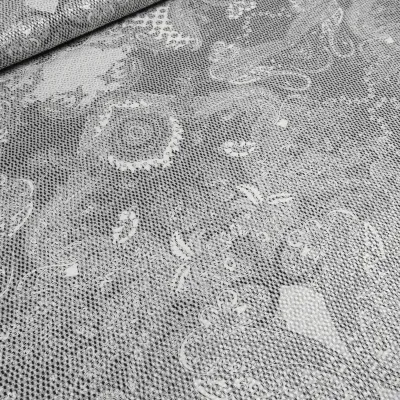 Stoff Stretch Baumwolle Piqué Paisley Design weiß schwarz grau Kleiderstoff