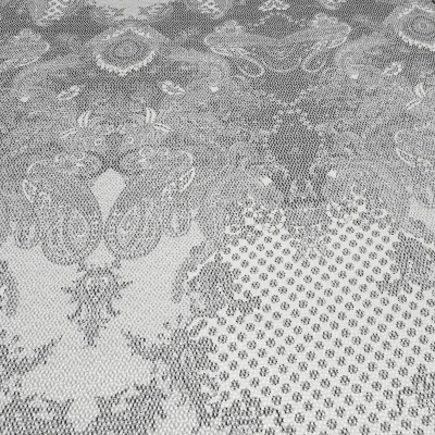 Stoff Stretch Baumwolle Piqué Paisley Design weiß schwarz grau Kleiderstoff