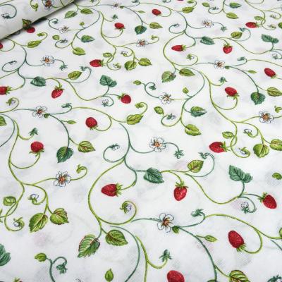 Fabric decoration fabric strawberries tendrils design white green red pocket fabric tablecloth fabric patchwork fabric cushion cover fabric