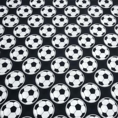 Cotton poplin fabric with black and white soccer ball design clothing fabric children's fabric cecorative fabric