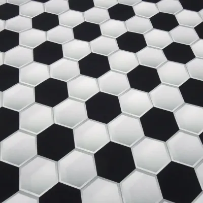 Cotton Poplin Fabric with 3D Soccer Design in Black, White, and Gray—Clothing Fabric, Children's Fabric, Decorative Fabric