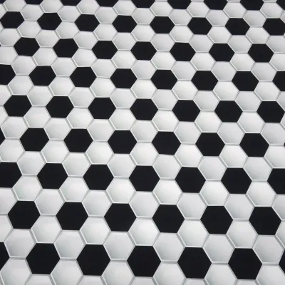 Cotton Poplin Fabric with 3D Soccer Design in Black, White, and Gray—Clothing Fabric, Children's Fabric, Decorative Fabric