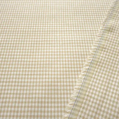Stoff Baumwolle Zefir Karo 2 mm beige weiß kariert Kleiderstoff Dekostoff Blusenstoff Trachtenstoff